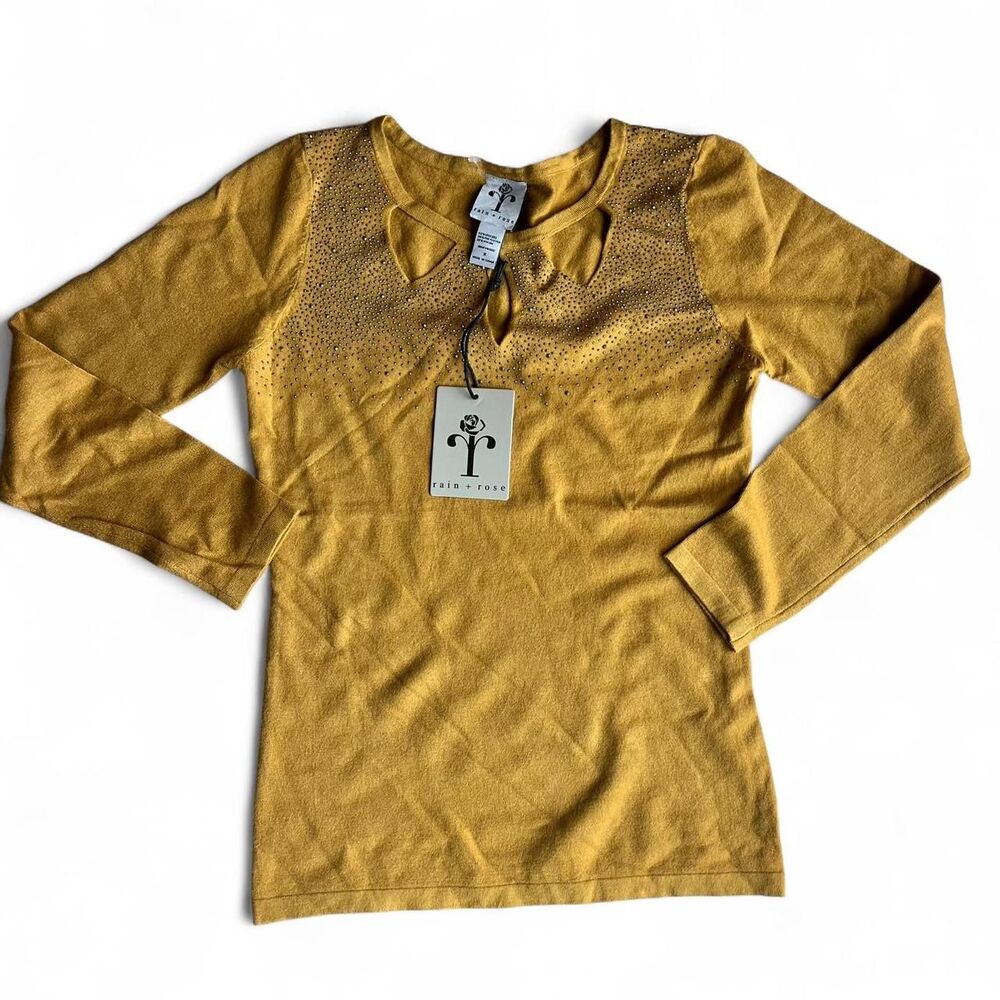 Y2K Rain + Rose Mustard Rhinestone Top